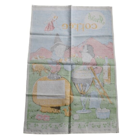 Vintage Souvenir Tea Towel Irish Coffee Recipe 1970s Unused Linen Blend - Picture 4 of 4